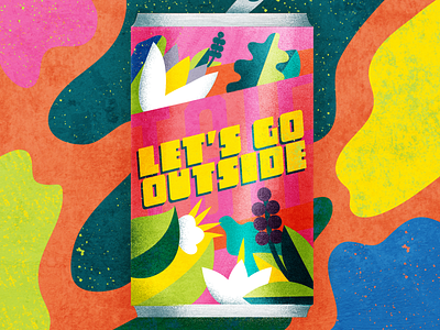 Let's go outside brew beer branding color design illustration packaging texture typography vector