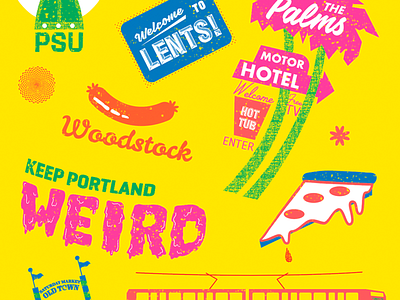 Keep Portland Weird! design illustration lettering neon oregon pdx pizza portland texture typography
