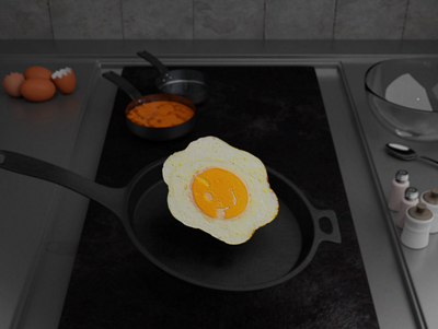 Egg On Pan 3d daily hungry