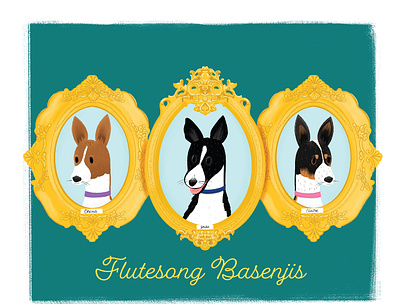 Flutesong Basenjis basenji character cute design dog graphic design illo illustration portrait procreate puppy
