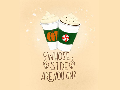 Pumpkin Vs Peppermint coffee illustration latte lettering peppermint pumpkin spice