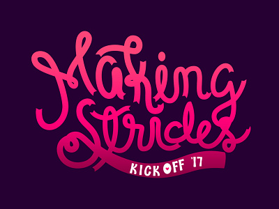 Making Strides breast cancer illustration lettering pink ribbon