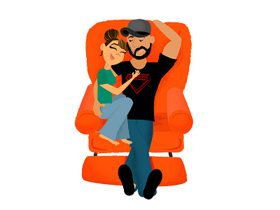 Relaxing with the Hubs adobe draw husband illo illustration love texture vector