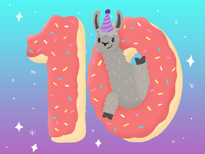 Birthday Donuts doodle drawing illustration lettering llama sprinkles