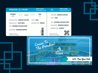 Paradise Cruise Ticket Redesigning clone design redesign ticket design ui ux visual design