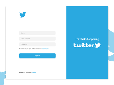 Sign-up Screen Concept for Twitter Web App