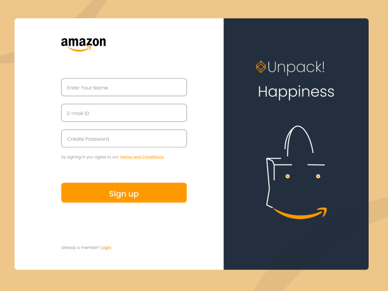 Signup Page for the Amazon website by Dipendra Singh on Dribbble