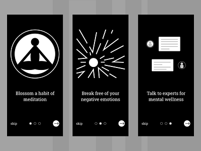 Splash screens for a Meditation App app design figma illustration mobileapp onboardingscreens project splashscreens ui userinterface ux