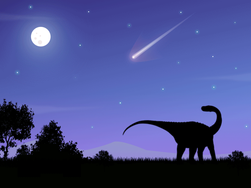 The Last Breath after effects animation comet dinosaurs jurassic meteorite moon night