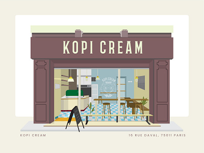 Kopi Cream architecture bastille coffee coffee place design flat france house illustration paris street