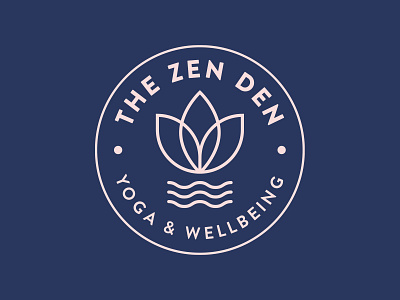 The Zen Den circle flower logo nature ocean surf water wave wellbeing yoga