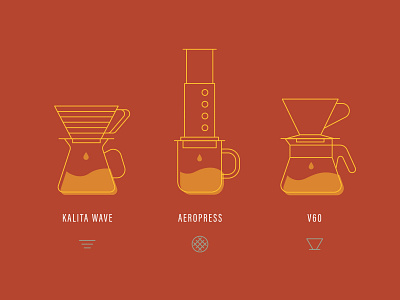 Brew Bar aeropress coffee filter icon illustration kalita wave line art v60