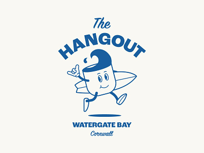 The Hangout cafe character coffee illustration logo mascot retro surf surfboard wave