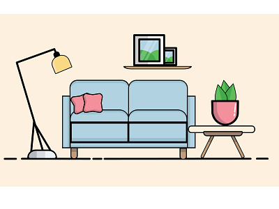 Illustration of Living Room app branding design graphic design illustration logo typography ui ux vector