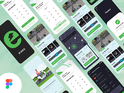 eBike Mobile Application clean design ebike ebiketour electricbike escooter figma illustration logodesign maps mobile app navigation ride rideing track tracking ui ux