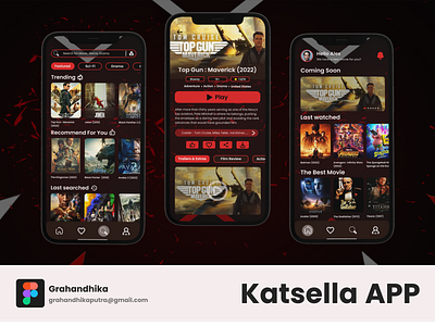 Katsella App app design figma mobile app movie streaming app ui