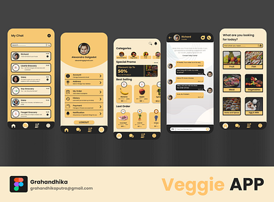 Veggie App app design figma fruits grocerry app mobile app ui vegetable