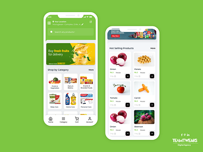 On-demand Grocery app screen design appdesign branding design illustration landingpage on demand app development ui webdesign