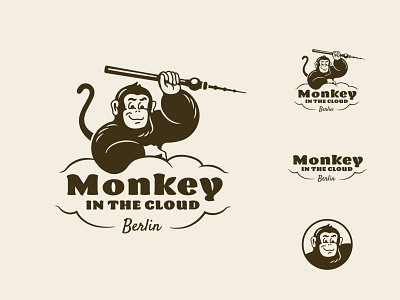 Monkey In the Cloud Logo + Pattern banana berlin cloud duotone logodesign logotype monkey pattern tower tv tower typography