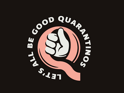 Quarantinos badge covid illustration logo q quarantine responsible thumbs up type typography