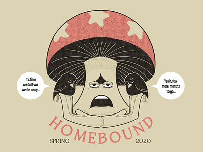 Homebound birdies comic crow design illustration mood mushroom speech bubble