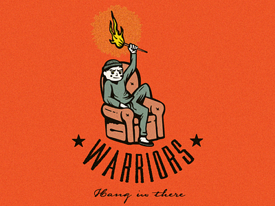 Today's Warriors (2) badge chair couch covid flame illustration quarantine quarantinos stay home sweat pants warriors