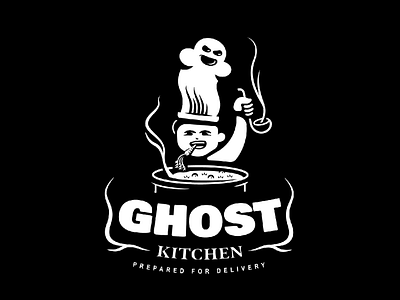 Ghost Kitchen carrot chef design ghost illustration kitchen ladle logo restaurant soup