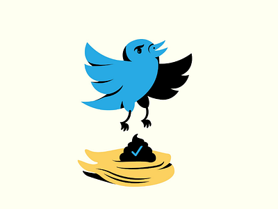 Twitter FTW bird design illustration in the news poop pop culture toupee trump twitter