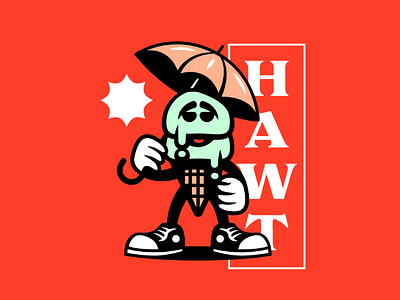 Hawt! character cone design heat heatwave hot ice cream illustration mascot melting summer sunny umbrella