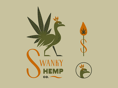 Swanky Hemp Co. bird brand cannabis design green hemp idea logo matches peacock s swanky typography