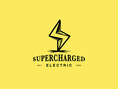 Supercharged⚡ branding design electric illustration lighting lightning bolt lockup logo plug vector