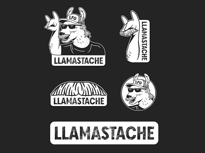 Llamastache logo system design funny illustration llama logo logodesign mustache texture