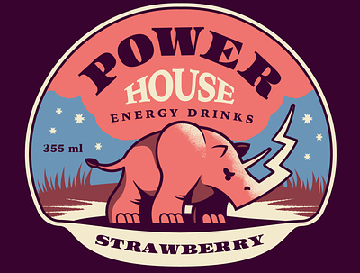 -Power House Energy Drinks- artwork concept design doodle illustration logo logotype packaging rhinoceros typo vector