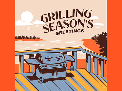 Grilling Season's Greetings artwork cartoon concept doodle drawing dribbble framebyframe illustration typography vector