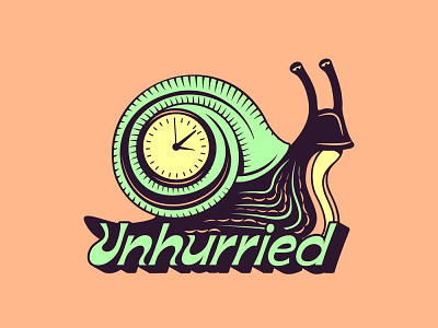 Unhurried clock design doodle drawing illustration typography vector