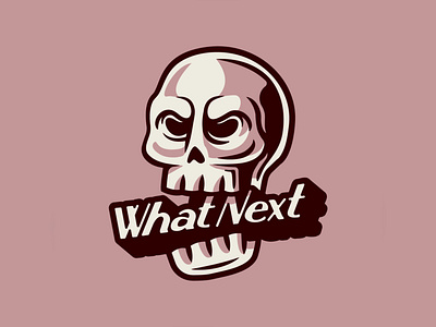 What Next design doodle illustration logo skull typography vector