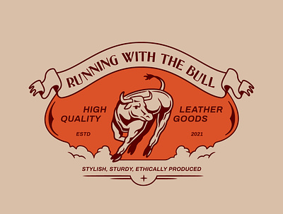 -Running with the Bull- branding bull design illustration logo typography vector vintage western