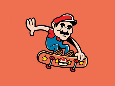 Mario Park design doodle drawing fanart gaming illustration logo mario nintendo skateboarding typography vector