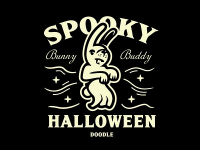 Spooky Bunny Buddy bunny character design design doodle ghost graphic halloween illustration typography