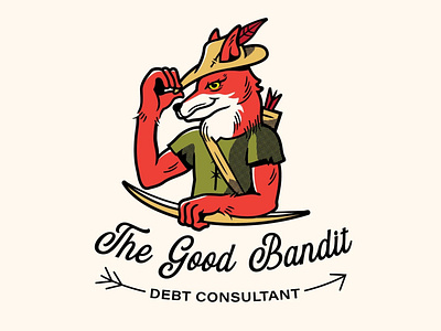 The Good Bandit design doodle drawing fox illustration logo robin hood typography vector