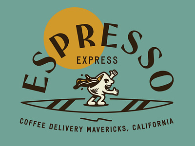 Espresso Express branding coffee cup design doodle drawing espresso illustration logo summer surf typography vector