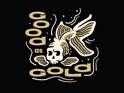 Good as Gold design doodle goldfish illustration lettering logo skull typography vector