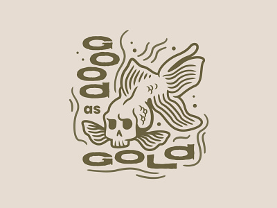 Good as Gold (refined) branding design doodle drawing fish goldfish illustration logo pattern skull typography vector