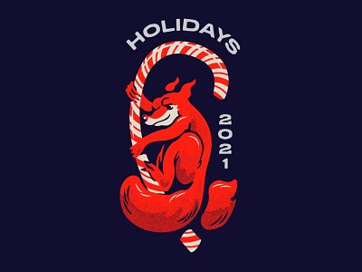 Holding On candy cane design doodle drawing holidays illustration squirrel typography vector