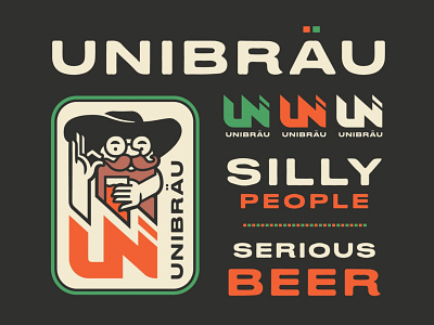 Unibräu beer branding design doodle drawing illustration logo monogram typography vector