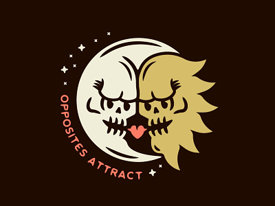 Opposites Attract design doodle drawing heart illustration logo love moon opposites sun sun and moon vector