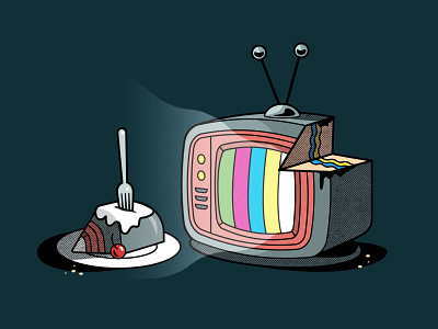 TV Cake cake cherry design doodle drawing illustration streaming tv télévision vector