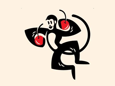 Cherry Monkey branding cherry design doodle drawing ice cream illustration logo monkey typography vector