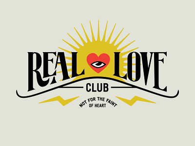Real Love Club branding design doodle heart illustration lettering lightning logo typography vector