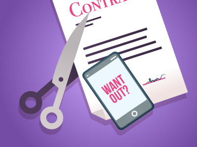 Want Out? advertisement contract phone scissors solution
